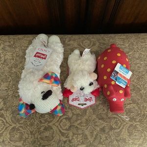 Set of 3 New Pet Toys 2 Lambs and Latex Pig Squeakers